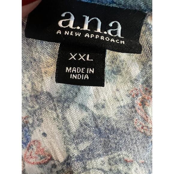 A.N.A. BLOUSE TOP 3/4 SLEEVE MANDALA DESIGN WOMENS PLUS SIZE XXL - Picture 7 of 8